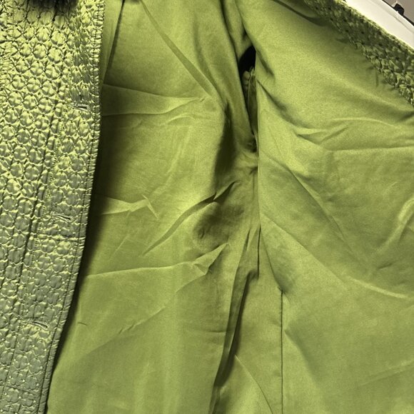 Chicos Women's Jacket Size Large Shiny Green Quilted Button Up Pockets Lined - Picture 8 of 10